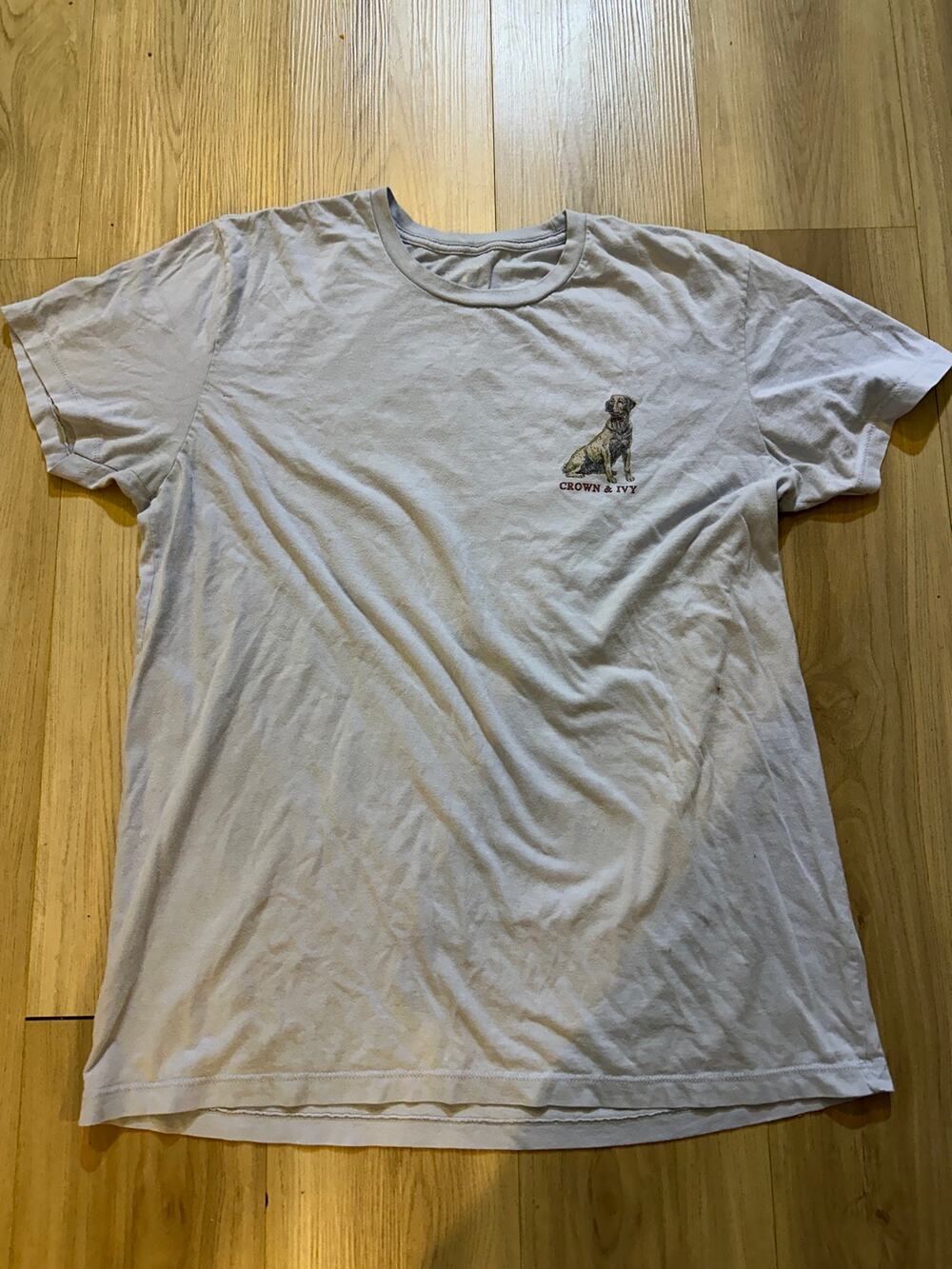 Crown & Ivy Mens Medium Gray Dog Graphic Tee Short Sleeve T-Shirt